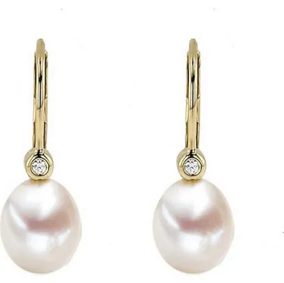Image de Luna-Pearls perles d'eau douce perles d'eau douce 7,5-8 mm 585/- or jaune 2 diamants taille brillant 0,02 ct.