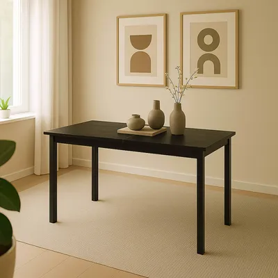 Image de Table à manger extensible rectangulaire en MDF bois noir 120/160 cm - Oviala Ariane