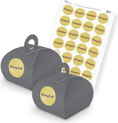 Produktbild von itenga SET Kleinigkeit (Motiv 15) 24x Geschenkschachtel mit Griff grau + Sticker