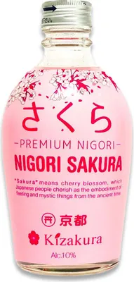 Produktbild von [ 300ml ] KIZAKURA Sake Nigori Sakura (Kirschblüten) / ungefilterter Sake aus Japan, alc. 10% vol / premium sake