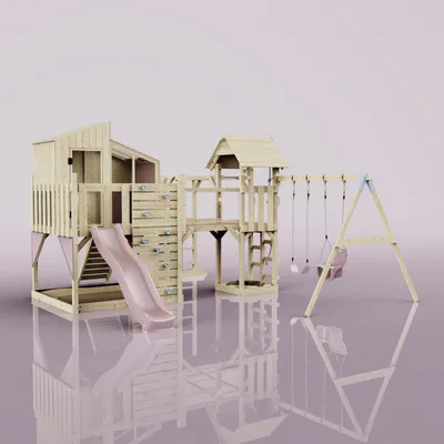 Produktbild von OutdoorToys Spielturm Emma aus Holz in Rosa Babyschaukel