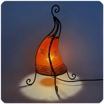Produktbild von Orientalische Lampe Hennalampe marokkanische Lederlampe Tischleuchte Stehleuchte Coq Sonne 40 cm : orange Farbe: Orange