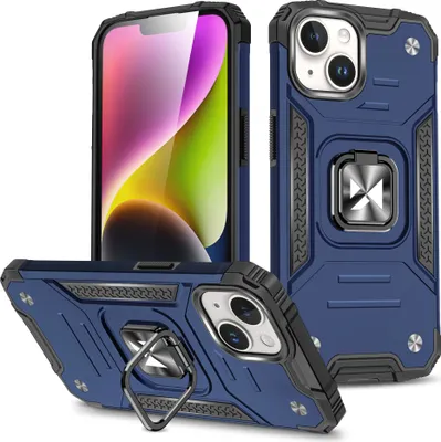 Image de Etui Ring Armor avec anneau pour iPhone 15 Plus bleu