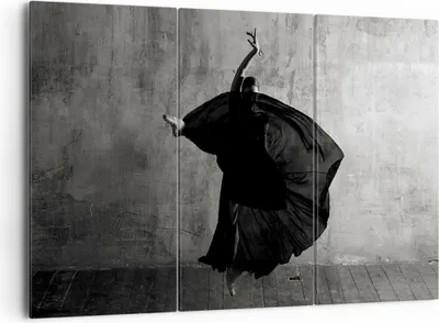 Produktbild von Bild auf Leinwand - Leinwandbild - 3 Teile - Tanz Schwarz Kleid - 165x110cm - Wand Bild - Wanddeko - Wandbilder - Leinwanddruck - Bilder - Wanddekoration - Leinwand bilder - Wandbild - CE165x110-4536