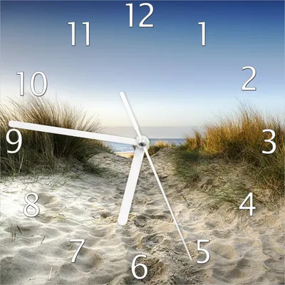 Produktbild von Wallario Design Wanduhr Weg durch die Dünen zum Strand am Meer aus Echtglas, Größe 20 x 20 cm