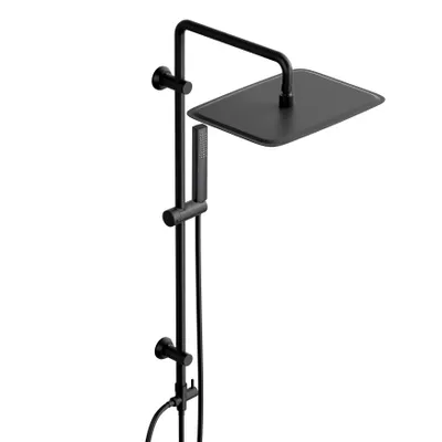 Immagine prodotto di JOHO Regolabili Colonna Doccia idromassaggio Asta Acciaio Inox Senza Miscelatore, Doccia Saliscendi Doccia soffione a Pioggia Rettangolare 35x25 cm