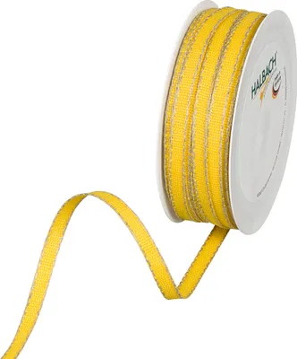 Produktbild von Band mit Leinenkante, B 7 mm, Rolle à 12 m Gelb