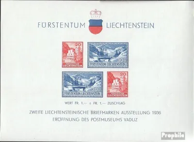 Produktbild von Briefmarken Liechtenstein 1936 Mi Block2 (kompl.Ausg.) postfrisch Briefmarkenausstellung