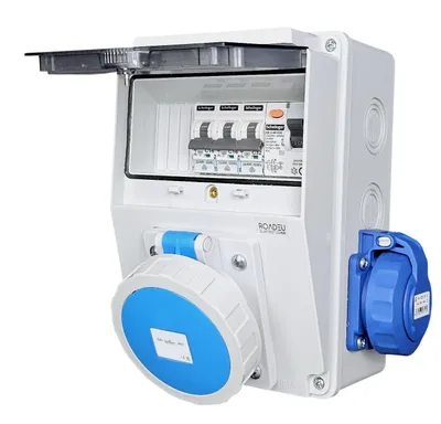 Produktbild von Stromverteiler IP66 Baustellenverteiler ∣ Wandverteiler mit 1x CEE 32A 3-polig & 2x Schuko 230V 16A