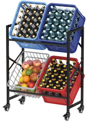 Getränkekistenständer mit Rollen für 4 Kisten, Metall, 150 kg/Etage
