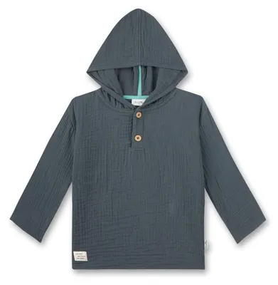 Produktbild von Sanetta Pure Jungen-Langarmshirt mit Kapuze dunkelblau aus Musselin 62