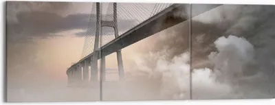 Produktbild von Bild auf Leinwand - Leinwandbild - Brücke Nebel Wasser - 150x50cm - Wand Bild - Wanddeko - Leinwanddruck - Bilder - Kunstdruck - Wanddekoration - Leinwand bilder - Wandkunst - CA150x50-3525