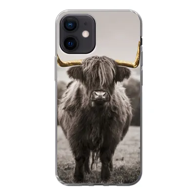 Produktbild von MuchoWow® Handyhülle Schutzhülle Hülle für iPhone 12 Schottischer Highlander - Gold - Hörner Silikon Softcase Handy Hülle - Schutzhülle