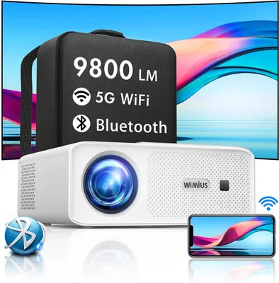 Image de Projecteur Full HD avec Wi-Fi 5G, Bluetooth et prise en charge de la vidéo 4K, idéal pour un cinéma maison
