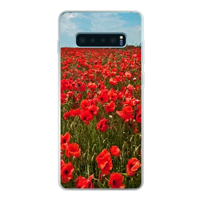 Produktbild von MuchoWow® Handyhülle Schutzhülle Hülle für Samsung Galaxy S10 Plus Eine Wiese voller Mohnblumen Silikon Softcase Handy Hülle - Schutzhülle