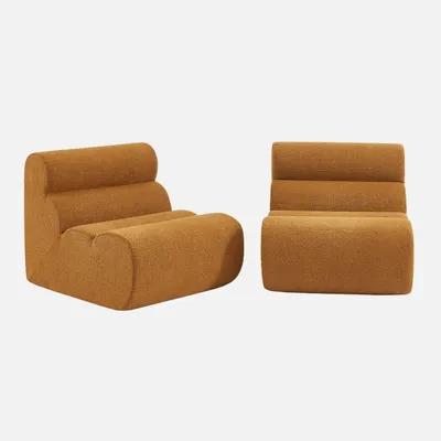 Produktbild von sweeek - 2er-Set modulare Lounge-Sessel mit strukturiertem Bouclé-Bezug - Senfgelb