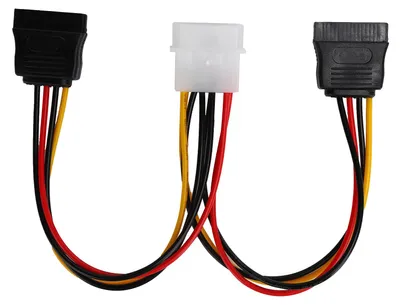Zdjęcie produktu dla Przedłużacz zasilający 1 wejście – 2 wyjścia, 4-pinowy, 20 cm, przewód z adapterem do dysku twardego