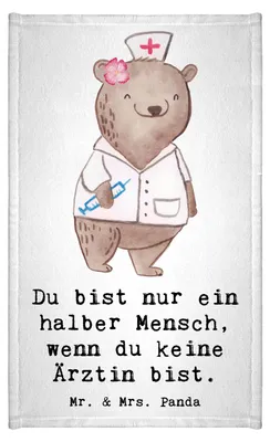 Produktbild von Mr. & Mrs. Panda Handtuch Ärztin Herz - Weiß - Geschenk, Arztpraxis, Frotteehandtuch, baumwolle, Krankenhaus, Beruf, Hausärztin, Baumwollhandtuch, Gästetuch, Spruch