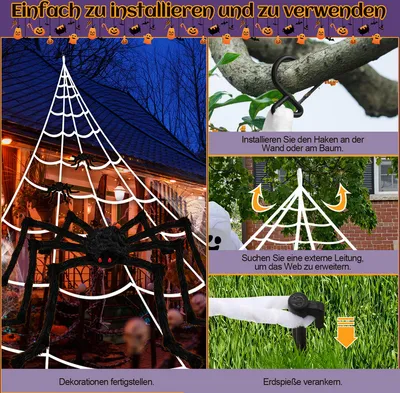BigKego Halloween Spinnennetz 100g Mit 60 Spinnen - Gruselige Deko Für Garten & Party