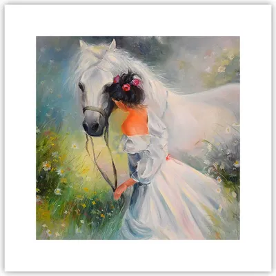 Produktbild von Poster - Poster ohne Rahmen - Frau Wiese Pferd - 30x30 cm - Wand Bild - Wanddeko - Wandbilder - Kunstposter - Wandposter - Bilder - Kunstdruck - Wanddekoration - Wandbild - P2XAC30x30-3470
