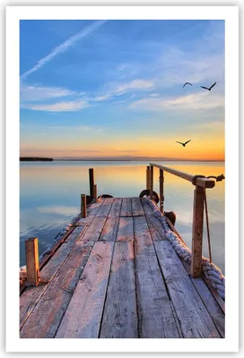 Produktbild von Poster - Poster ohne Rahmen - See Natur Brücke Vögel - 61x91,5 cm - Wand Bild - Wanddeko - Wandbilder - Kunstposter - Wandposter - Bilder - Kunstdruck - Wanddekoration - Wandbild - P2XPA61x91-2402