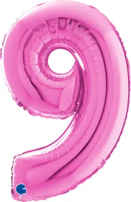 Produktbild von Riesenzahl Folienballon 26"/66cm | Pink Zahl: 9