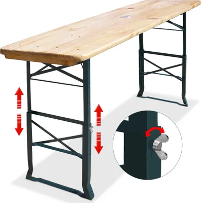 Produktbild von CASARIA® Bierzelttisch Höhenverstellbar Klappbar Hoch Outdoor Breit Holz XXL Buffettisch 170cm Bierzeltgarnitur Stehtisch Bartisch Partytisch Klapptisch