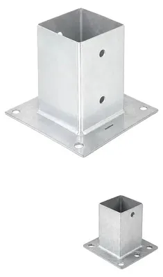 Imagen del producto de Anclaje para postes, fabricado en metal galvanizado, de 91 mm de longitud, compatible con cercas de madera, fácil instalación, soporte duradero
