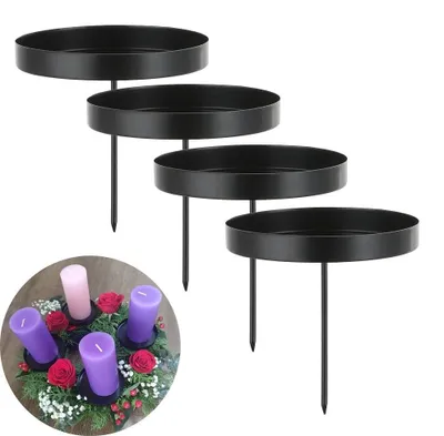 4er-Set Kerzenhalter Adventskranz Metall 8 cm schwarz