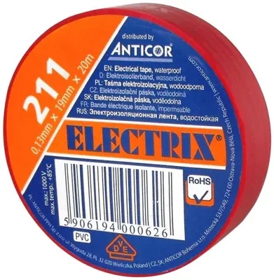Image de 211P 19X20 Ruban isolant 19MM 20M PVC Rouge
