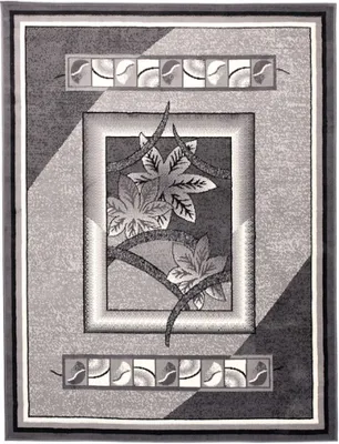 A flat lay image of a rectangular rug with a modern design.