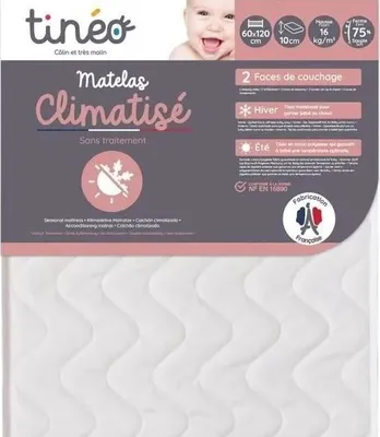 Zdjęcie produktu dla Materac dla Dziecka TINEO 60x120 cm, Dwustronny, Oddychający, Wyprodukowano we Francji, Antyalergiczny
