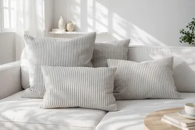 Produktbild von Amilian Dekokissen 4er Set mit Füllung, Cord-Optik, 40x40 & 35x45 cm - Nachtnebel