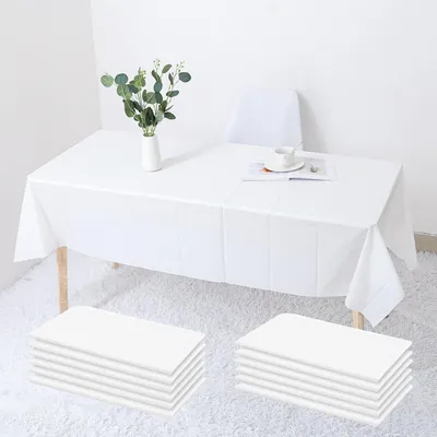 Obrázok produktu pre Jednorazová obrusovka, balenie 12 kusov, rozmer 137 x 274 cm, biela, materiál PEVA, vodeodolná