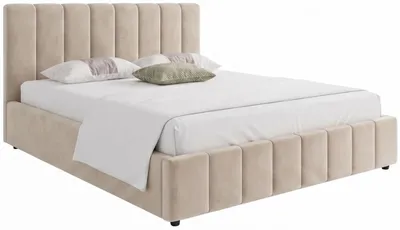 Zdjęcie produktu dla Łóżko 120x200 cm tapicerowane podwójne mocny stelaż zagłówek beżowe VINCI