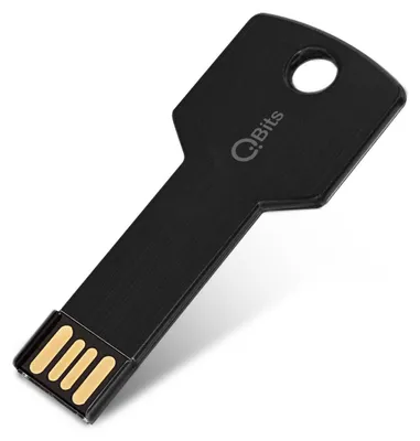 Produktbild von 2 GB USB 2.0 Stick Flash Drive Aluminium schwarz Schlüssel Schlüsselring Metall kompakt Farbe: Schwarz