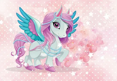 Produktbild von Fototapete Kinderzimmer Einhorn (416x254 cm - 4 Bahnen) Mädchen Pony Fantasy Märchen Wandtapete Vlies Tapete Latexdruck UV-Beständig Geruchsfrei Hohe Auflösung Montagefertig