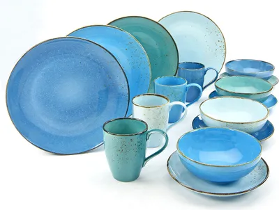 Produktbild von CreaTable 20063 Kombiservice Nature Collection AQUA 16 tlg. aus Steinzeug