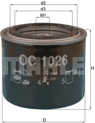 Produktbild von Ölfilter MAHLE OC 1026 Anschraubfilter