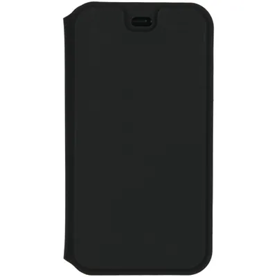 A black phone case is shown against a white background.