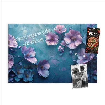 Produktbild von Magnettafel 60x40cm Pinnwand Whiteboard beschreibbar - Blumenmuster