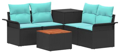 Produktbild von vidaXL Sofa Set 6 pcs 4-Sitzanzahl Schwarz und Blau