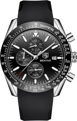 Image de Montre BENYAR OG-14672 - Élégance Noire et Argentée KP14672