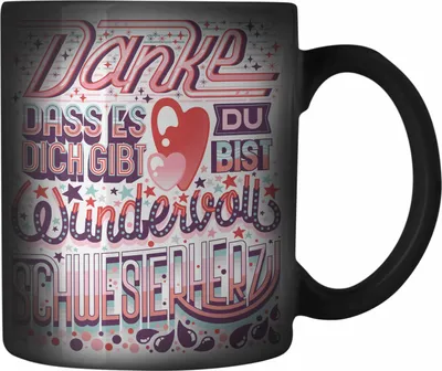 Produktbild von Trendation - Beste Schwester Farbwechsel Zauber-Tasse Geschenk von Schwester an Schwester Lieblingsschwester von Bruder Geschenkidee Spruch (Schwarz)