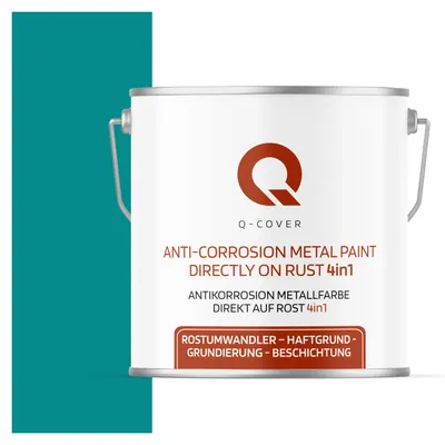 Produktbild von ANTIKORROSION METALLFARBE | DIREKT AUF ROST 4 IN 1 Türkisblau RAL 5018 5L HOCHGLANZ ANTI-ROST METALLSCHUTZLACK METALLLACK