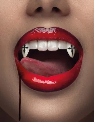 Produktbild von Vampirzähne mit Gothic Kreuzen - Einheitsgröße