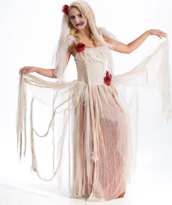 Halloween Kostüm Gothic Braut Christina mit Schleier für Damen von Vorne