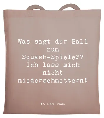 Produktbild von Mr. & Mrs. Panda Tote Bag Spruch Squash Humor - Braun Pastell - Geschenk, Sportarten, Laptoptasche, Ballspiel, festivaltasche, Shopping Tasche, Einkaufstüte, Sportler