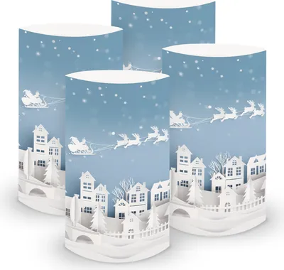 Produktbild von itenga 6x Windlicht klein Dorf für Weihnachten Winter Advent, 10,0 cm