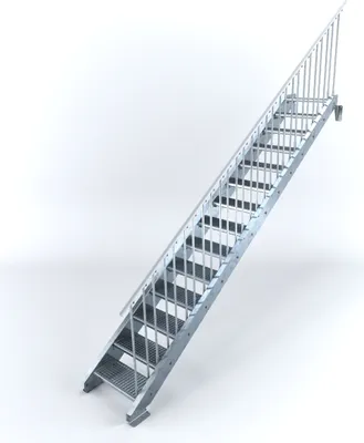 Produktbild von Stahltreppe 14 Stufen bis Höhe 280 cm, Laufbreite : 60 cm Geländer rechts ST 1 (31 / 31 mm)
